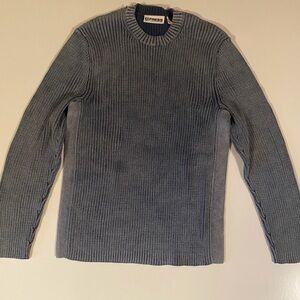 Express Men's Ribbed Crewneck Sweater in blue